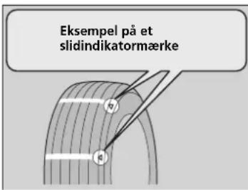 Eksempel på et slidindikatormærke