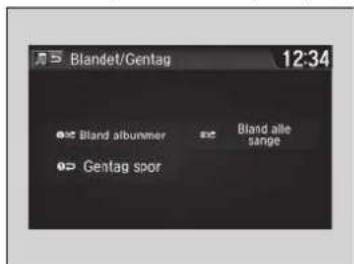 Blandet/Gentag 12:34 ● Blend albummer ■ Blend alle range ● Gentag spor