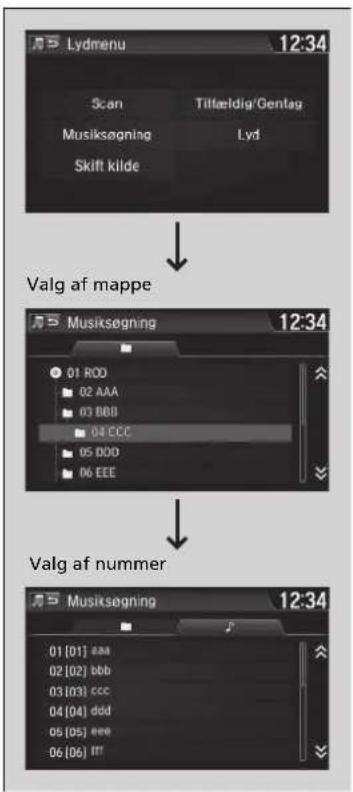 Honda HR-V (2021) - Sådan vælges en fil fra musiksøgningslisten (MP3/WMA/AAC) - 1