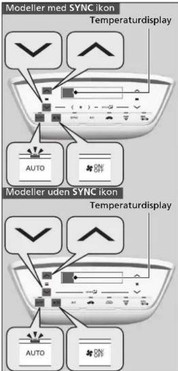 Modeller med SYNC ikon Temperaturdisplay AUTO 8NY Modeller uden SYNC ikon Temperaturdisplay AUTO 8NY