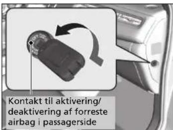 Kontakt til aktivering/ deaktivering af forreste airbag i passagerside