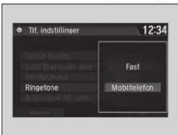 Tlf. indstillinger 12:34 Ringtone Fast Mobiletelefon