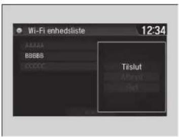 Wi-Fi enhedsliste 12:34 AABAA BBBBS CCCCC Tislut