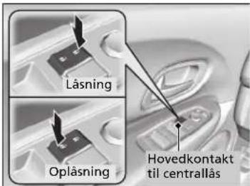 Låsning Oplåsning Hovedkontakt til centrallås