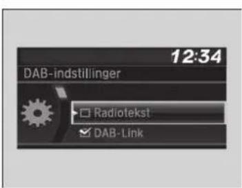 12:34 DAB-indstillinger Radiotekst ✓ DAB-Link