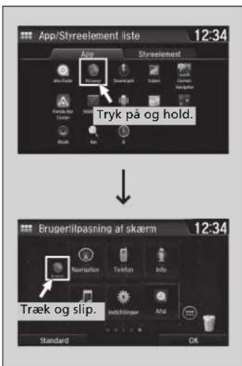 App/Styreelement iste 12:34 App Styreelement Tryk på og hold. Brugertilpasning at skærm 12:34 Træk og slip. Standard OK