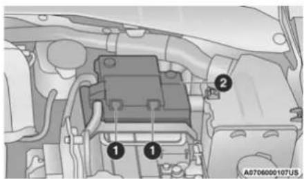 Technical diagram of a vehicle engine bay with numbered components and model identifier A0706000107US