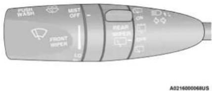 FRESH WASH MIST OFF FRONT WIPER LED ON HEAR WIPER DRS A0216000068US