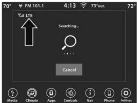 70° FM 101.1 4:13 73°out. 72° Full LTE Searching... Cancel Media Climate Apps Controls Nav Phone Settings