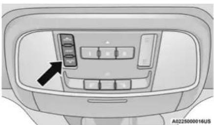 Interior view of a car dashboard with control panel and directional arrow (no text or symbols)