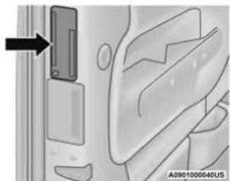 Close-up of a door panel with a black arrow pointing to the left side (no text or symbols visible)
