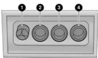 Diagram showing four circular components labeled 1 to 4, likely representing a mechanical or electrical component layout.