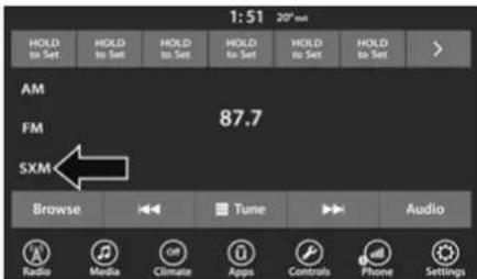 1:51 20° set HOLD to Set HOLD to Set HOLD to Set HOLD to Set HOLD to Set > AM FM 87.7 SXM Browse Tune Audio Radio Media Climate Apps Controls Phone Settings