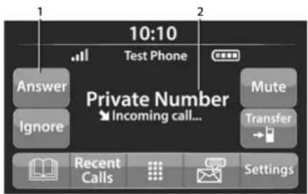 10:10 Test Phone Answer Ignore Private Number Incoming call... Mute Transfer Recent Calls Settings