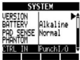 SYSTEM VERSION BATTERY PAD SENSE PHANTOM CTRL IN Alkaline Normal FunchI/0