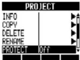 PROJECT INFO COPY DELETE RENAME PROTECT Off