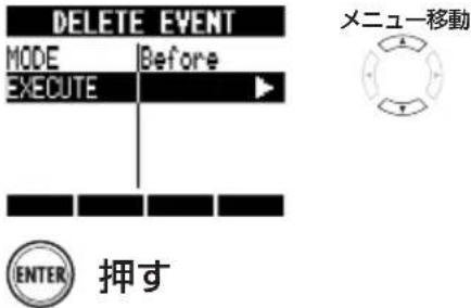 DELETE EVENT MODE Before EXECUTE ENTER 押す メニュー移動