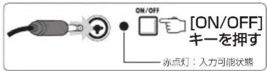 ON/OFF [ON/OFF] キーを押す 赤点灯：入力可能状態