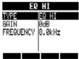 EQ HI TYPE EQ HI GAIN 0dB FREQUENCY 8.0kHz