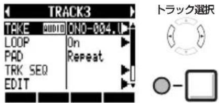 TRACK3 TAKE QUIDI ON0-004.1 LOOP On PAD Repeat TRK SEQ EDIT トラック選択