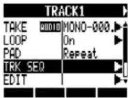 TRACK1 TAKE QUIDI MONO-000. LOOP On PAD Repeat TRK SEQ EDIT