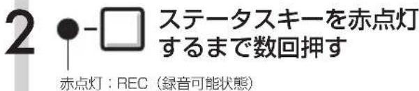 2 -□ ステータスキーを赤点灯 するまで数回押す 赤点灯:REC(録音可能状態)