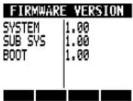FIRMWARE VERSION SYSTEM 1.00 SUB SYS 1.00 BOOT 1.00
