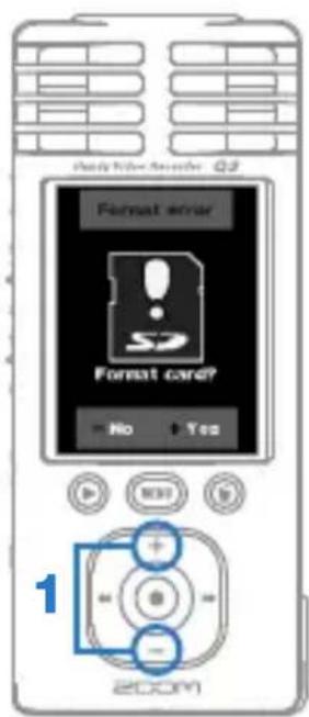 Daily Video Recorder Q3 Format error Format card? No + Yes 1 Zoom