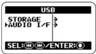 USB STORAGE AUDIO I/F SEL: M/M/ENTER: O
