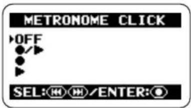 METRONOME CLICK OFF SEL: H/M/ENTER: O