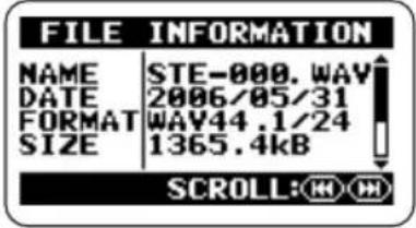 FILE INFORMATION NAME STE-000.WAY DATE 2006/05/31 FORMAT WAY44.1/24 SIZE 1365.4kB SCROLL: KM KM