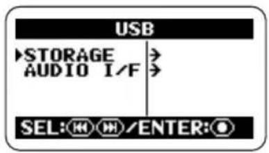 USB ▶STORAGE AUDIO I/F SEL:OK OK/ENTER:O