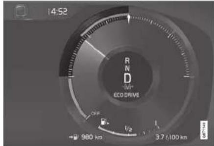 14:52 R N + - ECO DRIVE OFF 980 km 1/2 3.7 / 100 km