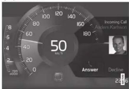 Incoming Call Anders Karlsson 150 180 50 km/h Answer Decline 22:05