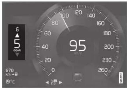6 5 GEAR 670 km → 19 °C 95 100 80 60 40 20 0 120 140 160 180 200 230 260 GEOV