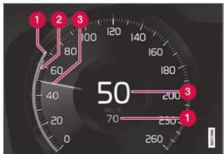 VOLVO V60 (2021) - Displayvisning for den adaptive fartpilot\*50 - 1