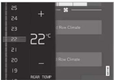 25 + 24 23 22 21 20 19 22 °C - REAR TEMP + - d Row Climate d Row Climate CUSTOM