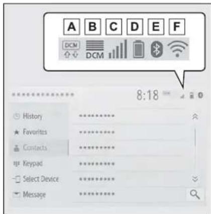 A B C D E F DCM DCM 8:18 History Favorites Contacts Keypad Select Device Message