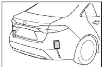 Line drawing of a car rear view showing front and side panels (no text or symbols)