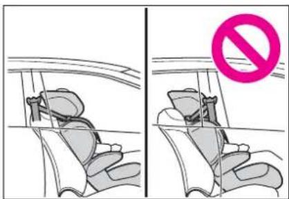 Diagram showing car seatbelting with a no-smoking symbol, illustrating seatbelting and absence of the vehicle.