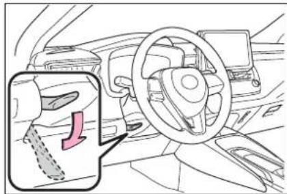 Diagram of car interior showing steering wheel, dashboard, and gear shift with Chinese annotation