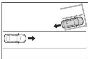 Top-down diagram of two cars on a road with directional arrows indicating movement (no text or symbols)