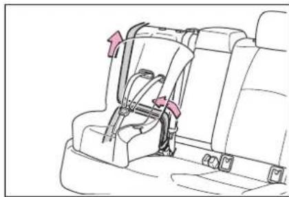 Diagram of a car interior showing seatbelt and dashboard components (no text or labels)