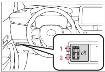 Diagram of car interior showing a connector with labeled parts and directional arrows indicating movement or flow.
