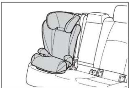Line drawing of a car seatbelt and rear seats (no text or symbols)