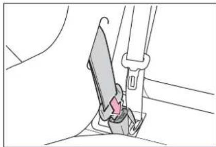Mechanical diagram showing a belt buckle assembly with a highlighted section (no text or symbols)
