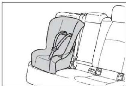 Line drawing of a car seatbelt with rear seats and side brackets (no text or symbols)