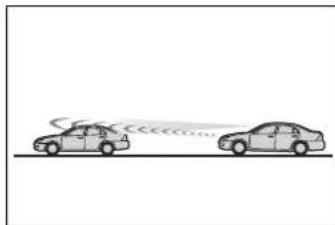 Two cars on a road with motion lines indicating speed or speed (no text or symbols)