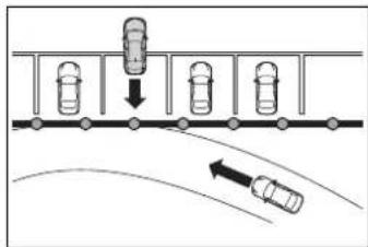 Diagram showing vehicle collision with a car, indicating collision or collision in a road surface