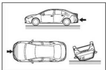 Diagram showing three car top-down views with directional arrows indicating motion (no text or symbols)